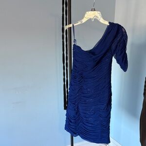 BCBGMaxAzria Royal Blue One-Shoulder Mini Dress